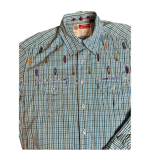 Robert‎ Graham The Freshly Laundered Shirt Mens Medium Blue Surfboard Embroidery - Picture 3 of 9